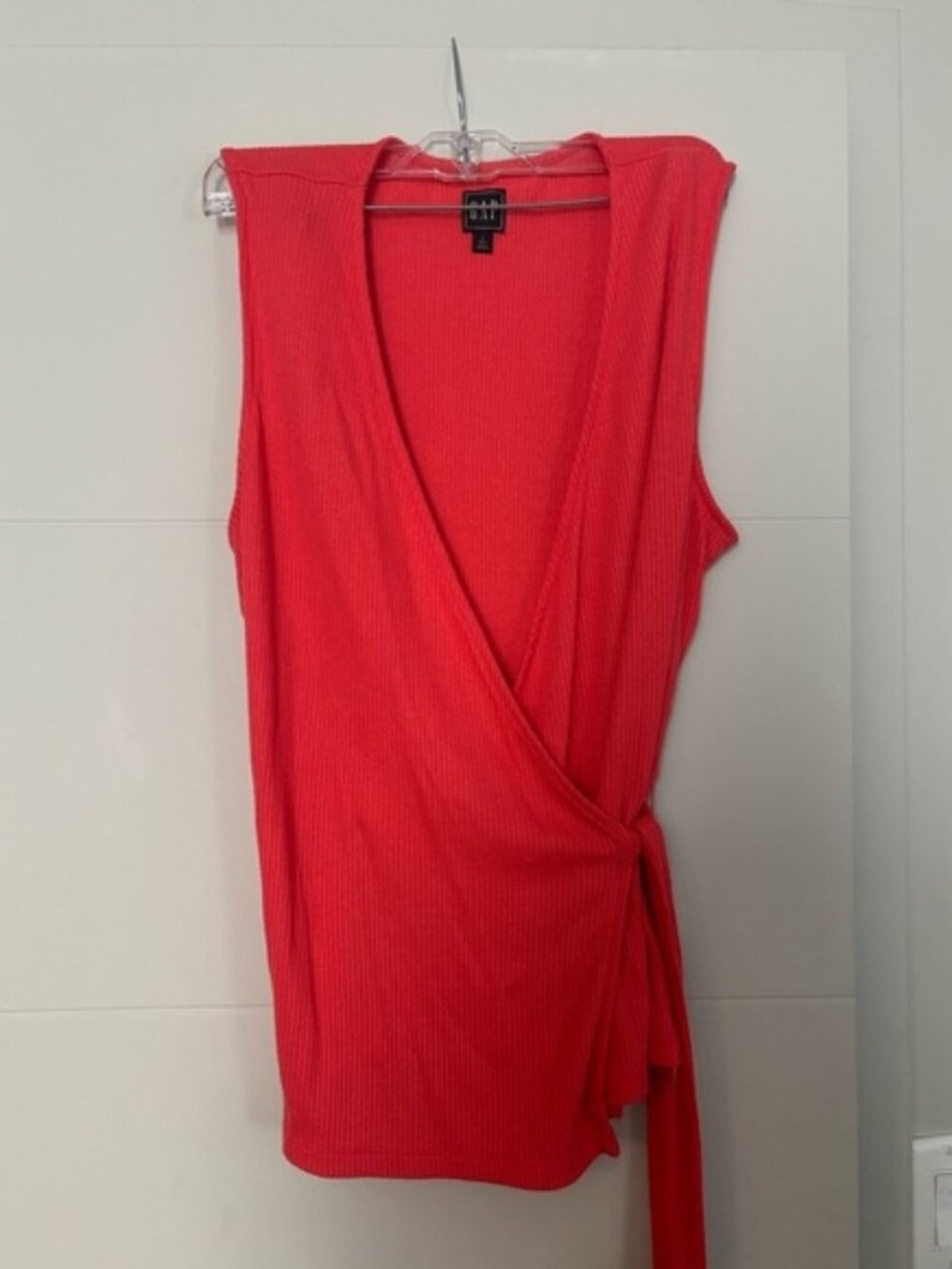 GAP Orange Sleeveless Wrap Tank Top with Tie Front